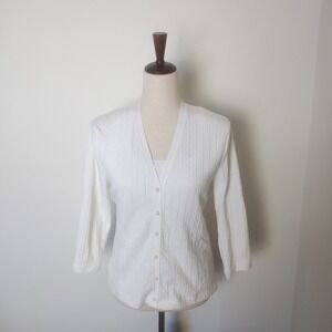 Lauren Ralph Lauren Vtg. Y2K Cardigan Tank Set Women's S Cable Knit Tennis Prep